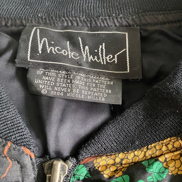 VINTAGE 1994 Nicole Miller Silk Bomber Jacket - Picture 3 of 4
